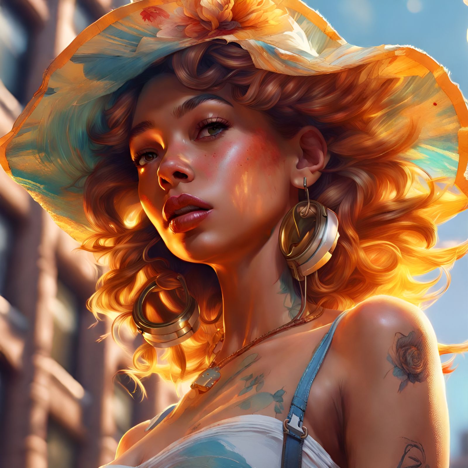 Flirty Hip Hop Model in Sunny 8k Detail