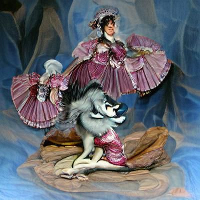 Rococo Woman with Wolf Features in Disney Style