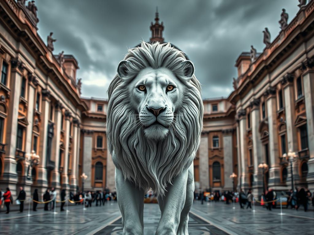 Regal White Lion Dominates St. Peter's Square in Cinematic S...
