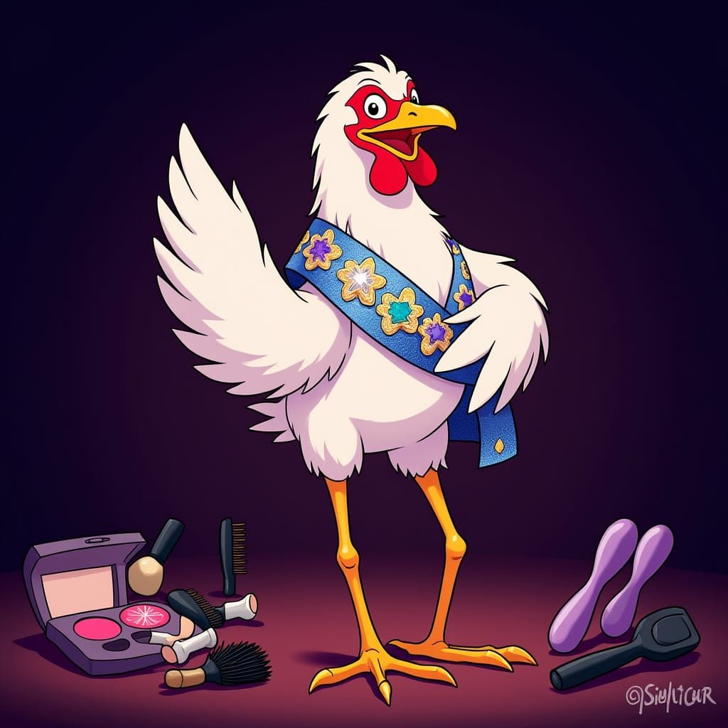 Elegant Hen Bird in Disney Cartoon Style