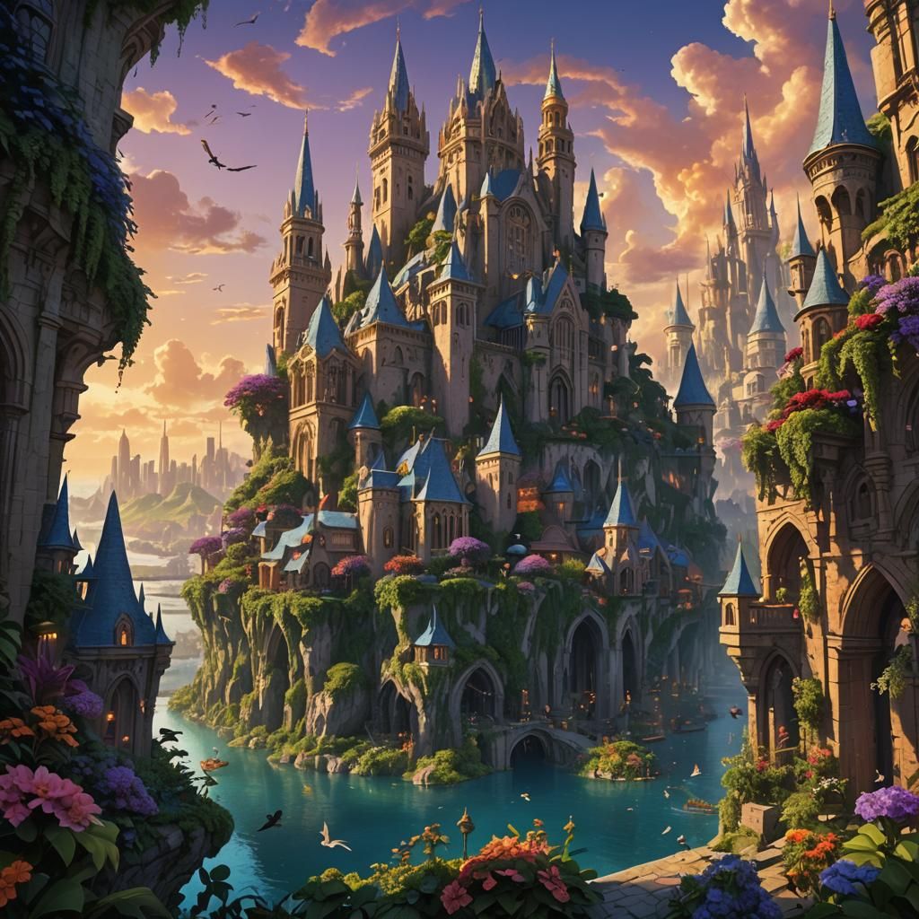 Sprawling Island City with Grand Architecture