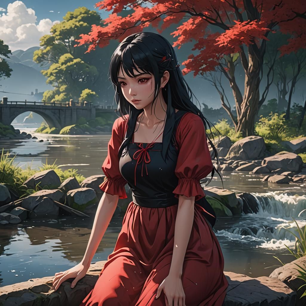 Anime Girl Crying by Riverside: Detailed Digital Art