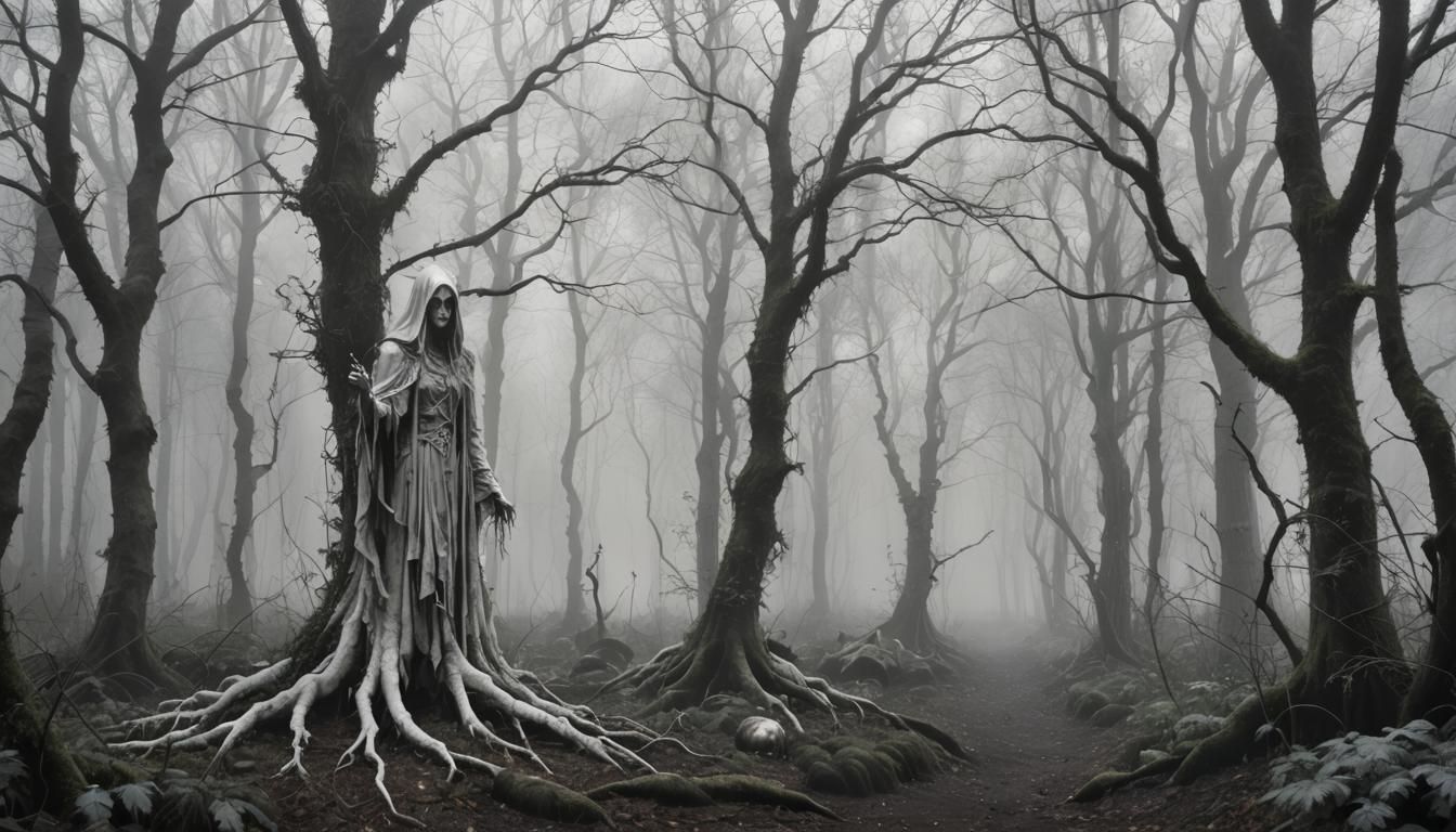 Eerie Haunted Woods in Gothic Horror Style