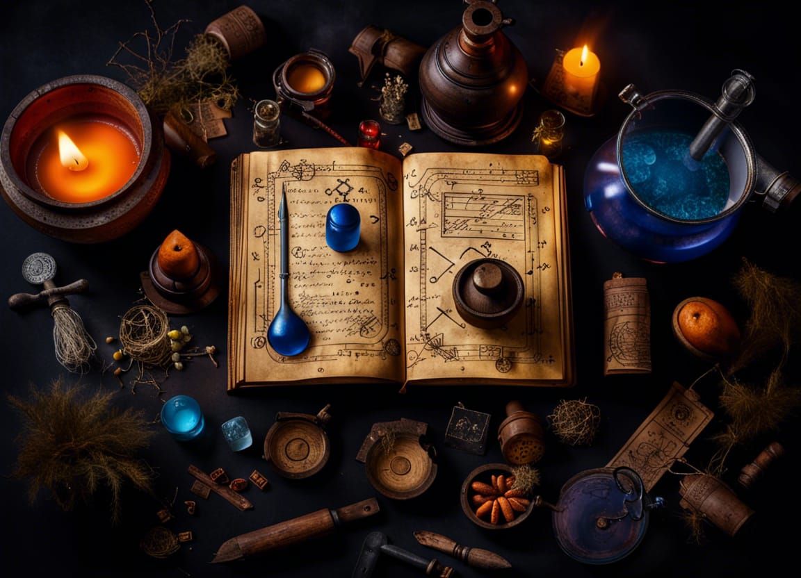 Witch's Spell Book: Technical Blueprint Photograph