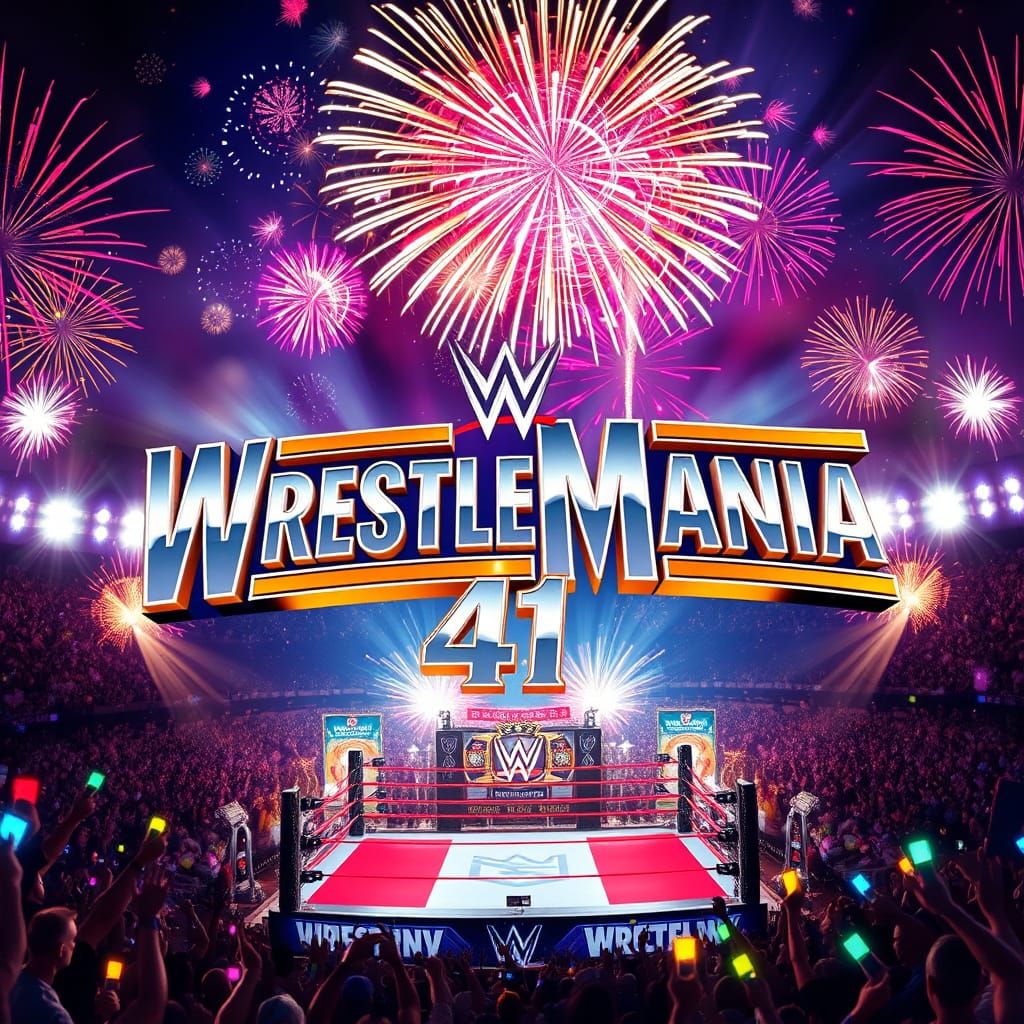 Epic WrestleMania Sign in Neon Lights