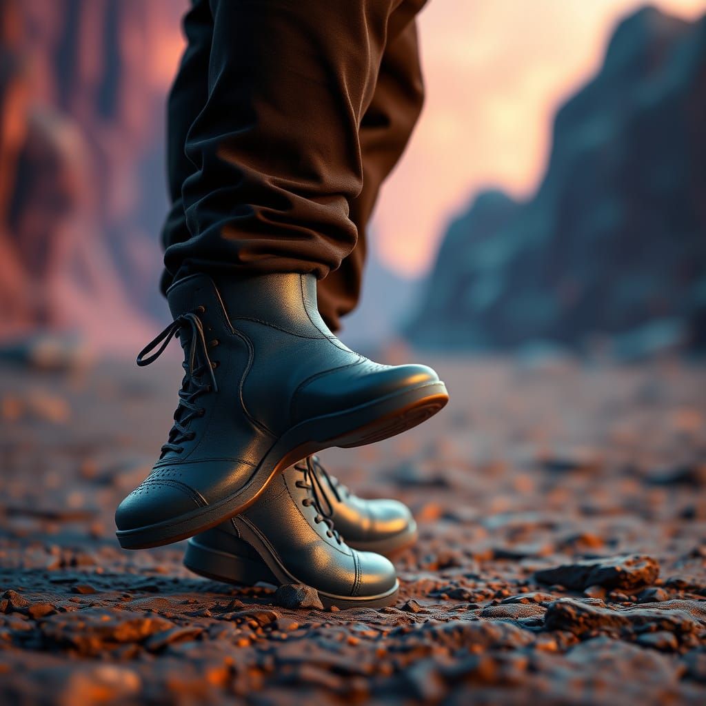 Mysterious Boy Wears Intricately Designed Blue Shoes in Fant...