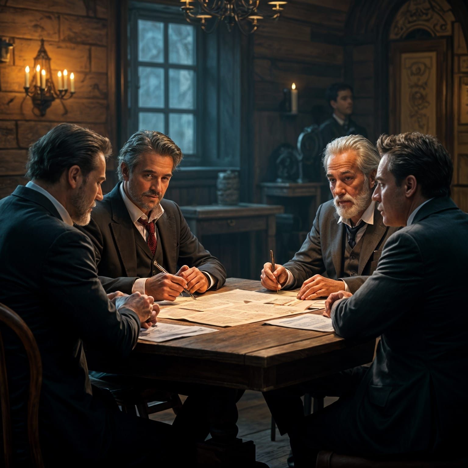 Solemn Masonic Lodge Interior with Diverse Members