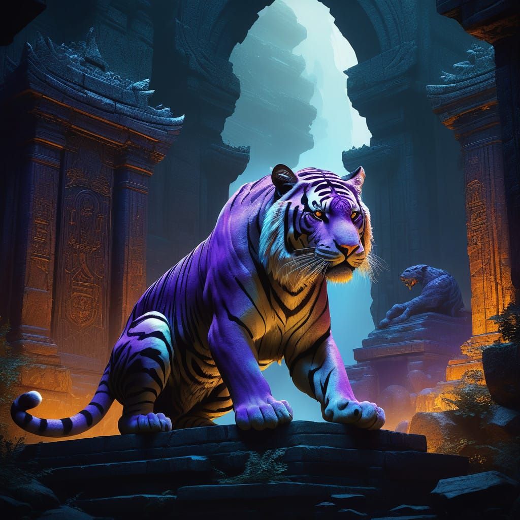 Majestic Tiger of Jiangdong in Dark Fantasy Art