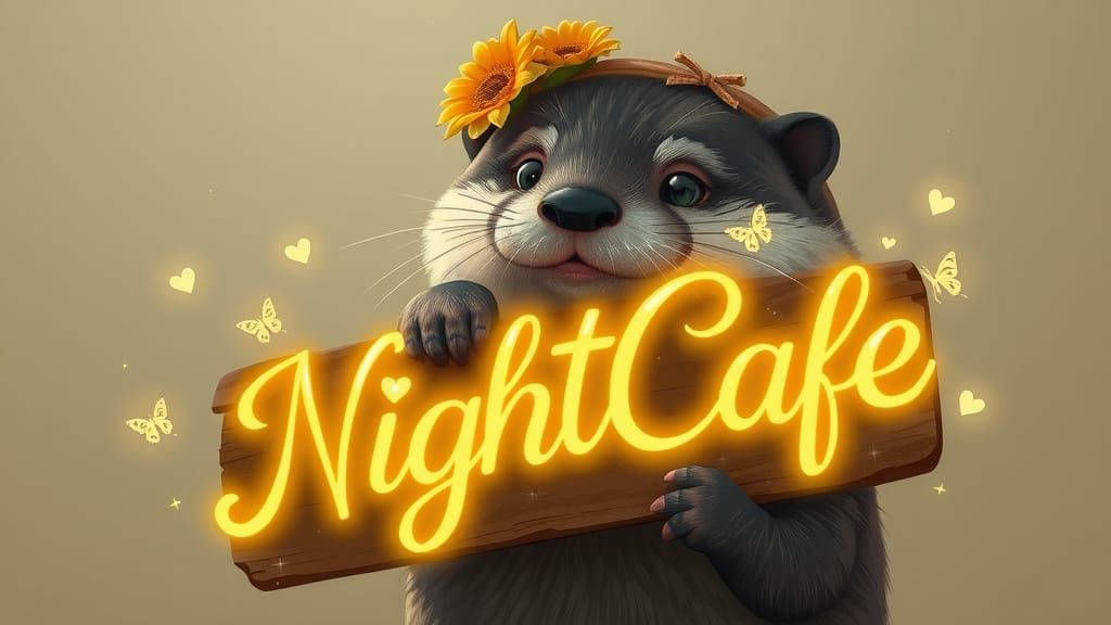Enchanted Otter with Sunflower Crown in Dreamy Digital Art