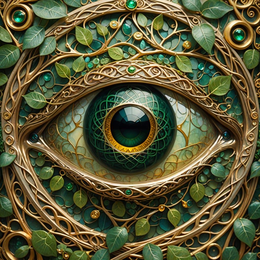 Colossal Eye Blooms From Earth in Art Nouveau Style