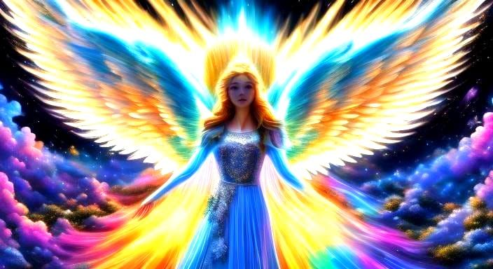 Celestial Angel with Wings in Hyperrealistic 3D