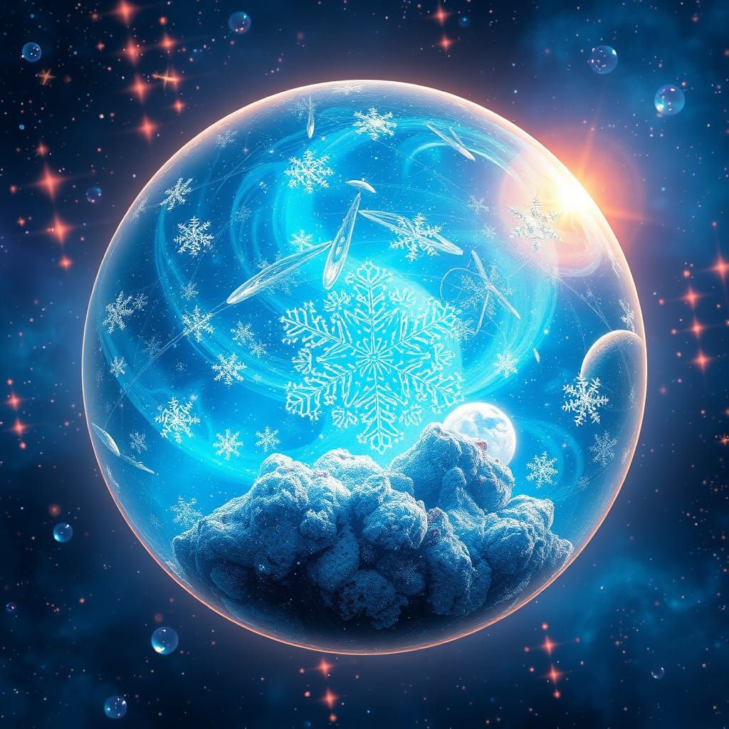 Cosmic Terrarium: Swirling Snowflakes in a Vibrant Galaxy Gl...