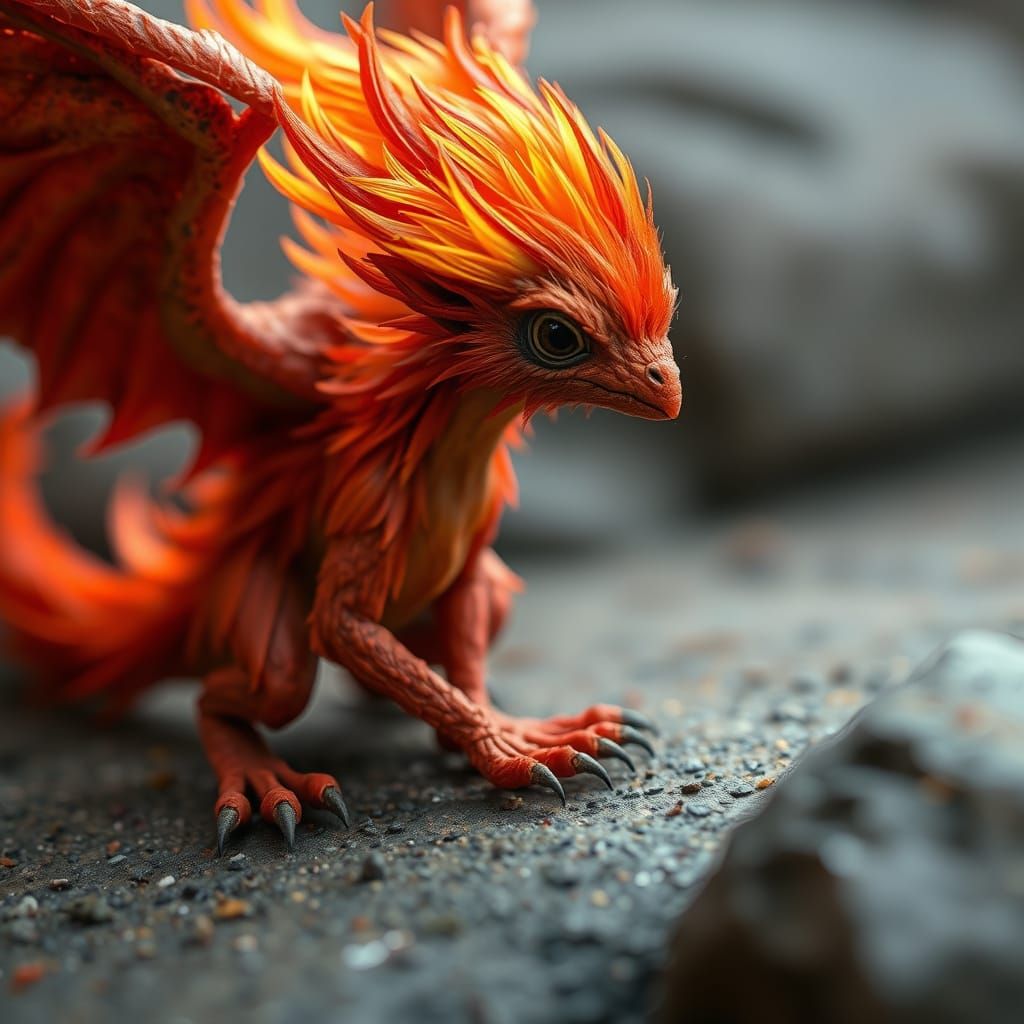 Creature with Fire-Red Fur: A Fantastic Image