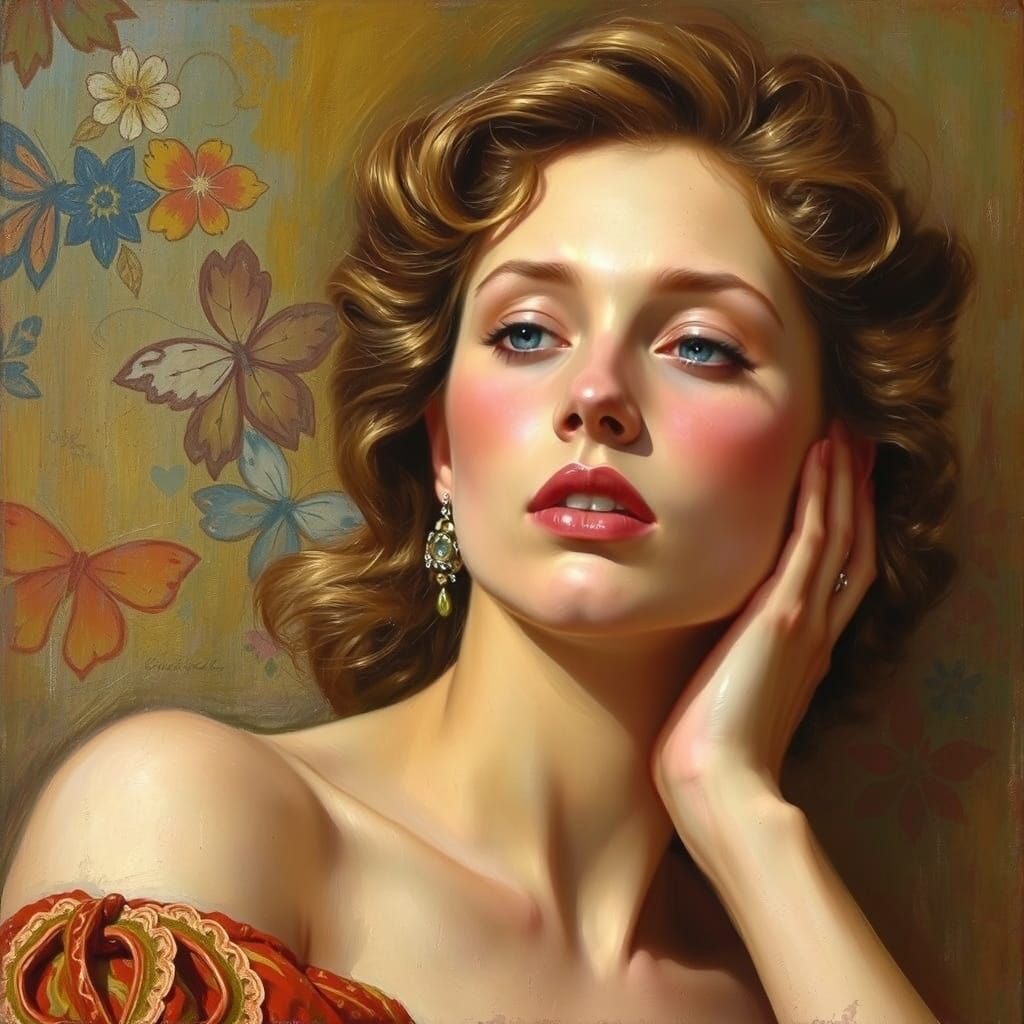 Ethereal Portrait in Art Nouveau Style