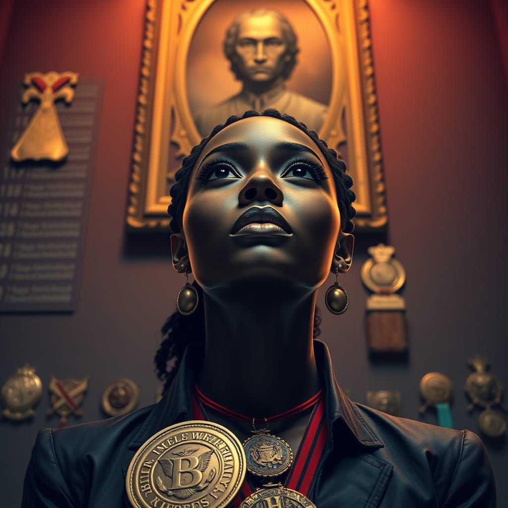 A Regal Portrait of Pride: A Slim Black Woman Surrounded by ...