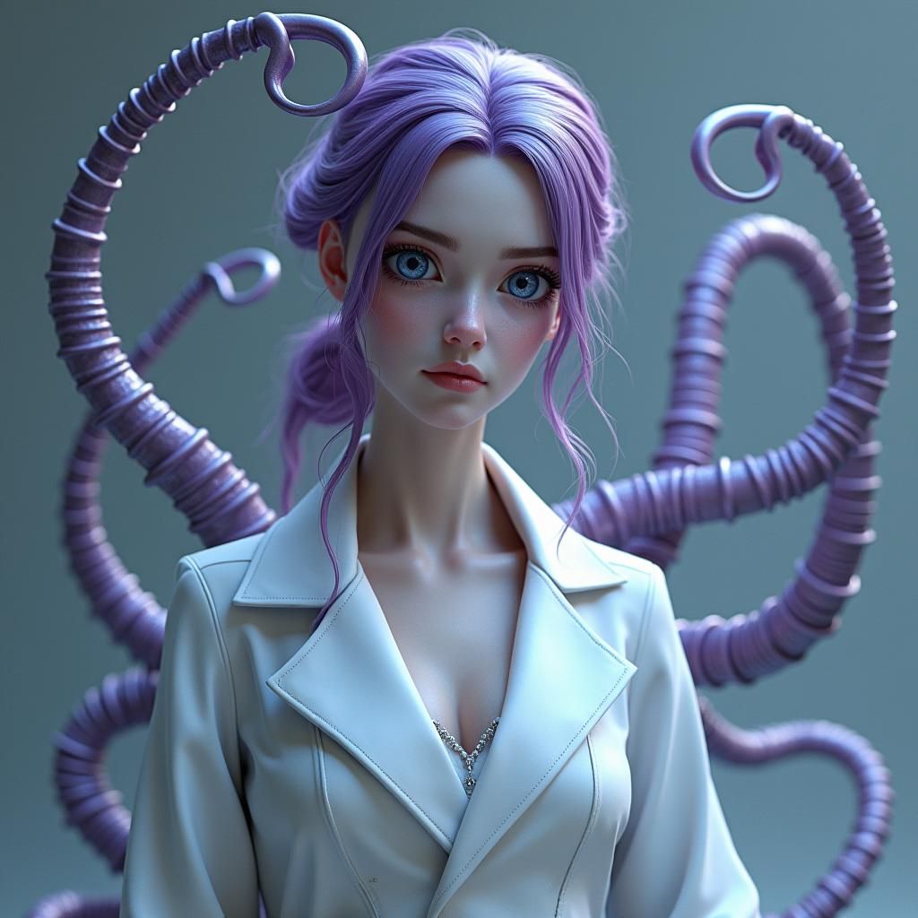 Elara: Scientist with Mechanical Tentacles in Fantasy Art St...