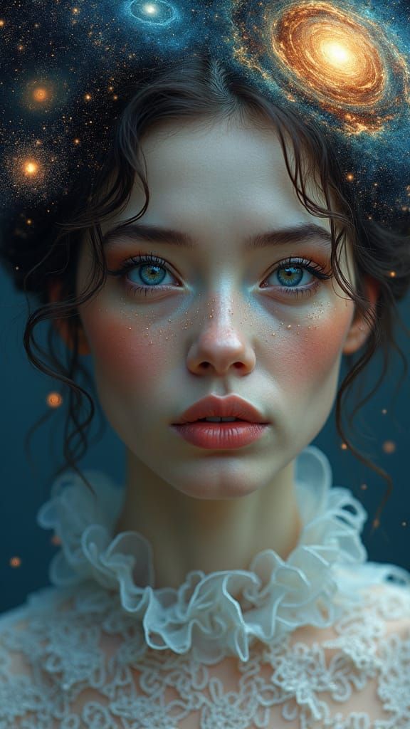 Cosmic Galaxy Woman Portrait in Science Fiction Art