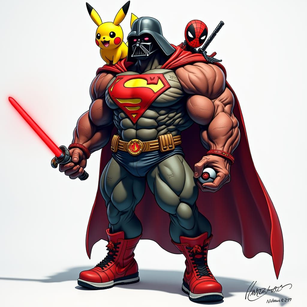 Superhero Bodybuilder Remix in Comic Book Style