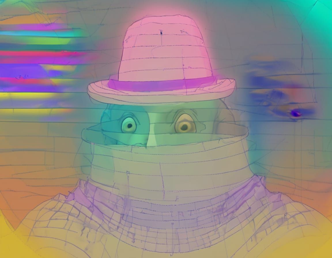 Vibrant Cartoon Meme Art with Surreal Elements