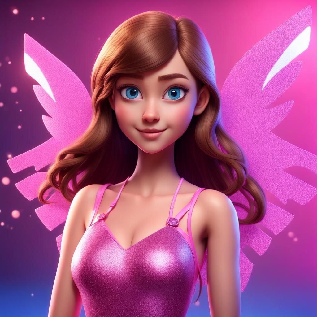 Pixar-Style Character with Glitter Wings