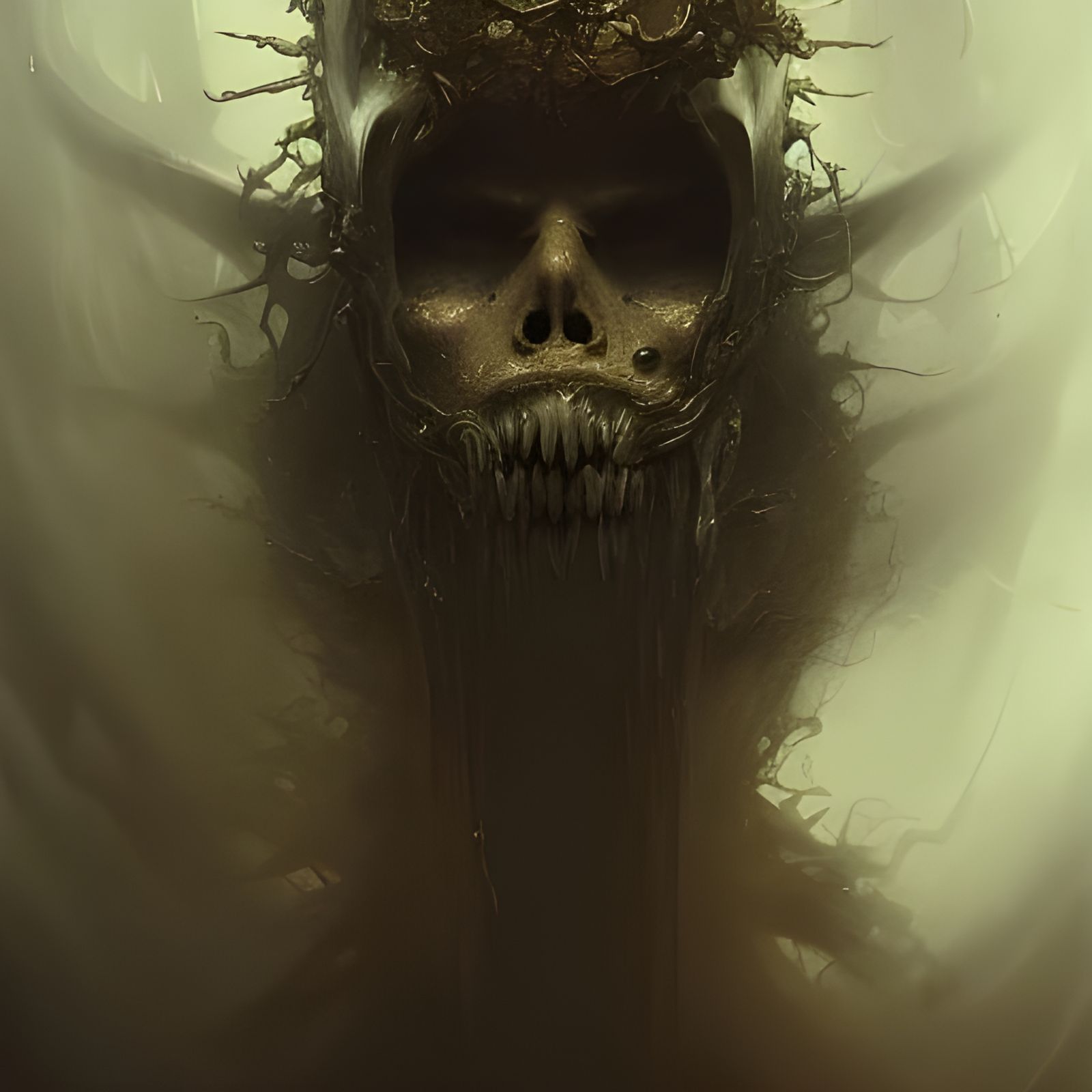 Screaming Skull with Thorns in Horror Style