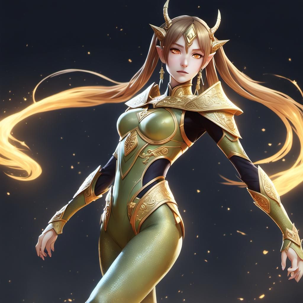 Githzerai Sorceress on the Astral Plane in 3D Anime Style