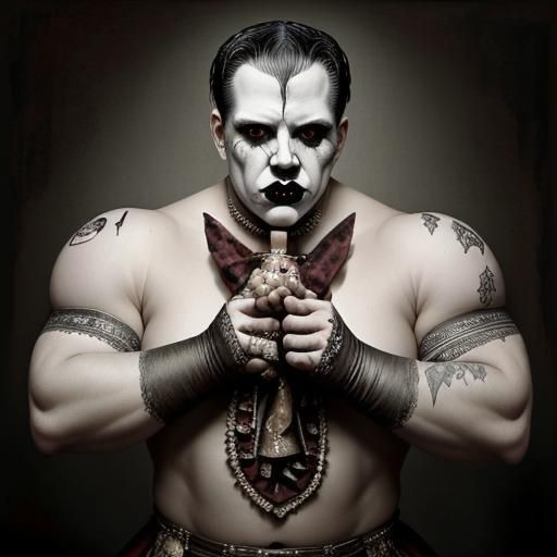 Grotesque Gothic Circus Strongman in Burlesque Style