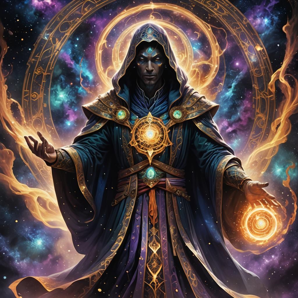 Astral Warlock Exuding Ethereal Energy as Digital Painting