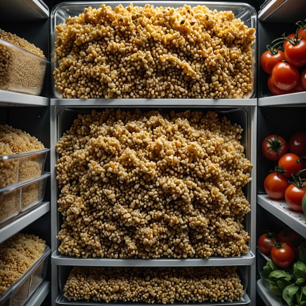 Hyperrealistic Quinoa in Fridge with Intricate Details
