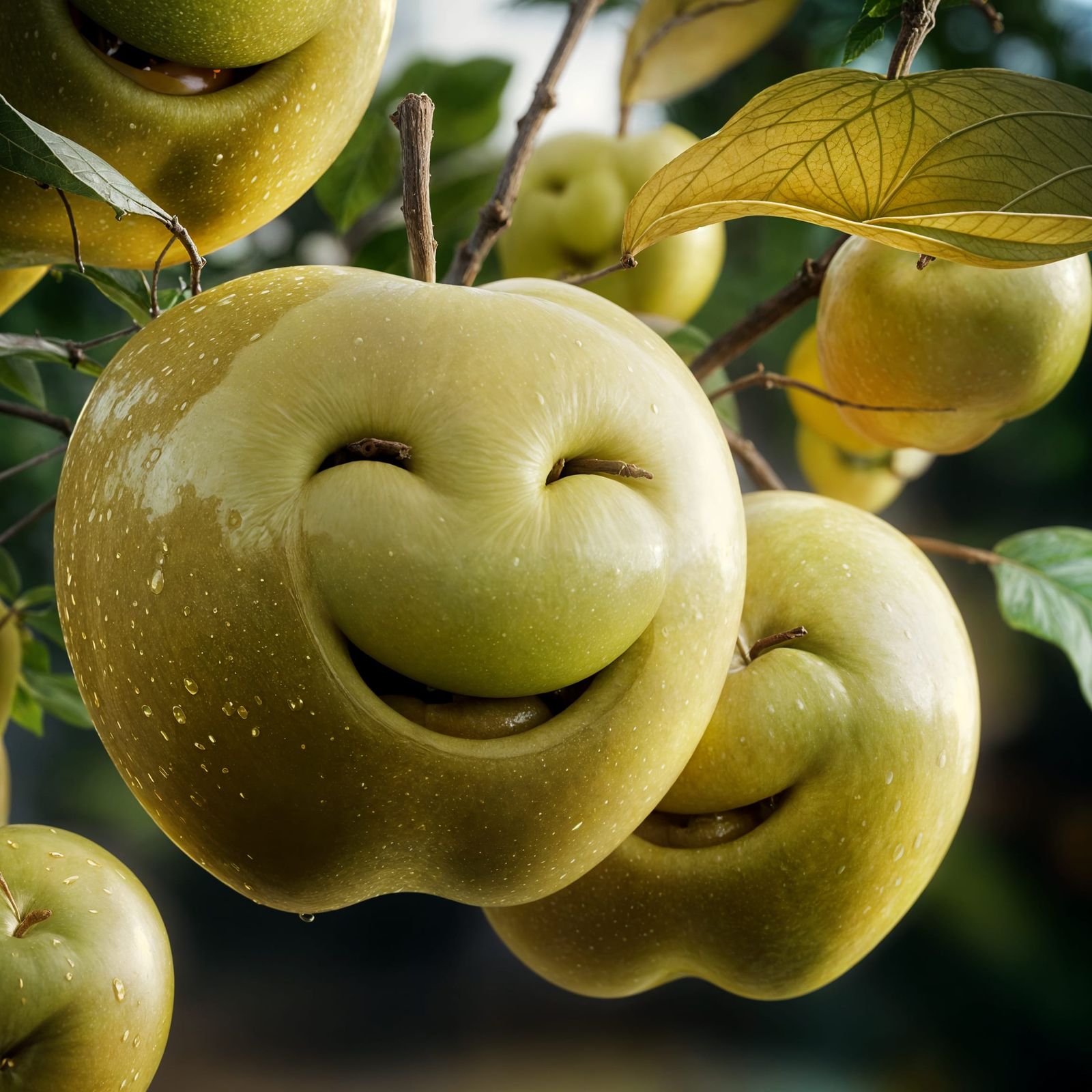 Golden Apples Smile Beneath Unreal Engine 5 Lighting
