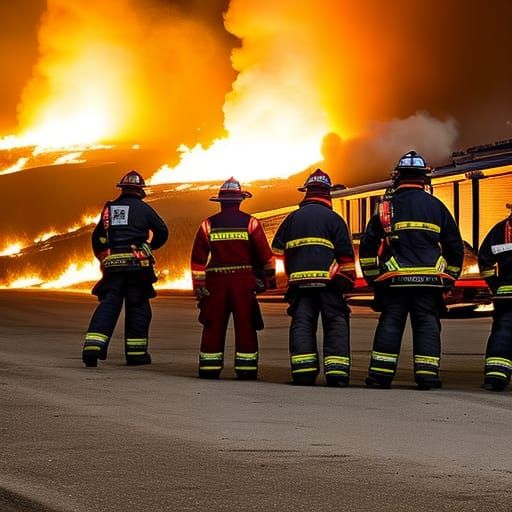 Firefighters, fire