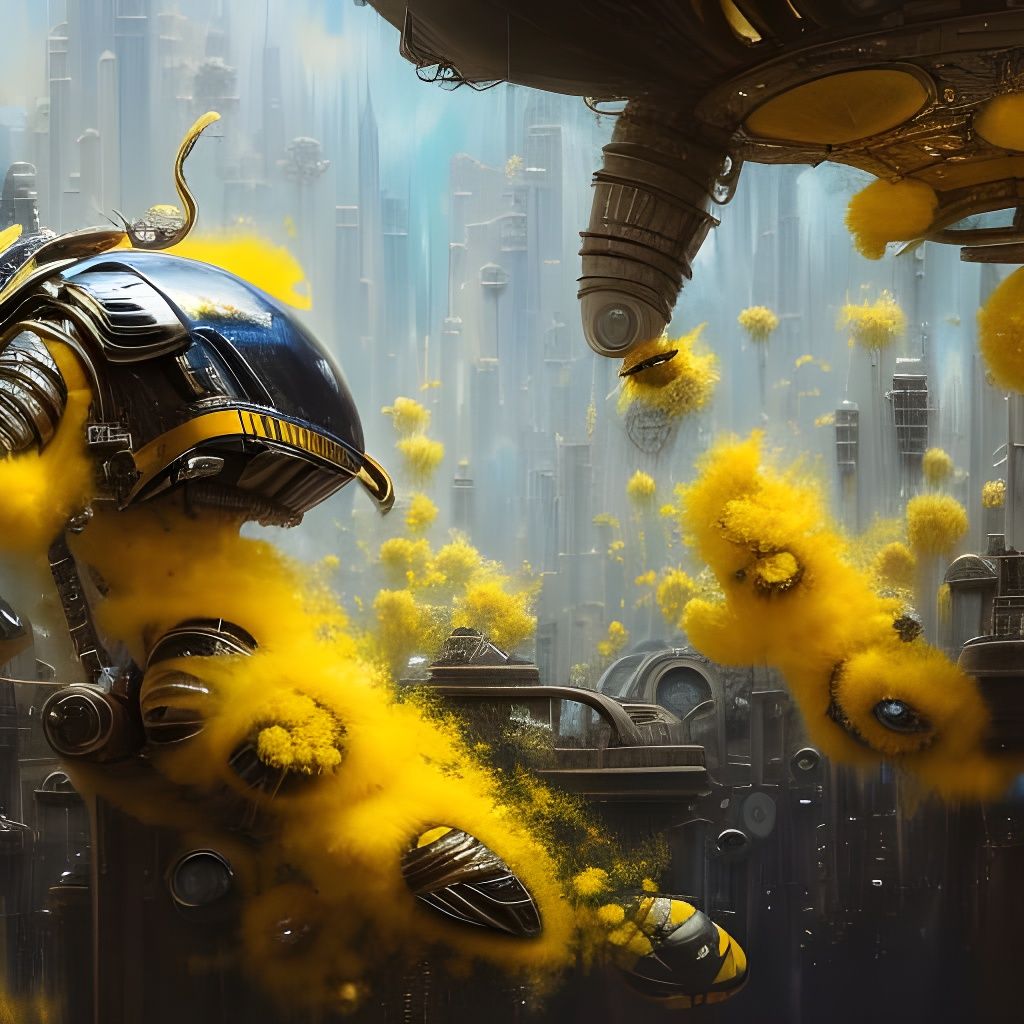Detailed Bumblebee in Sinister Abstract Expressionism Style