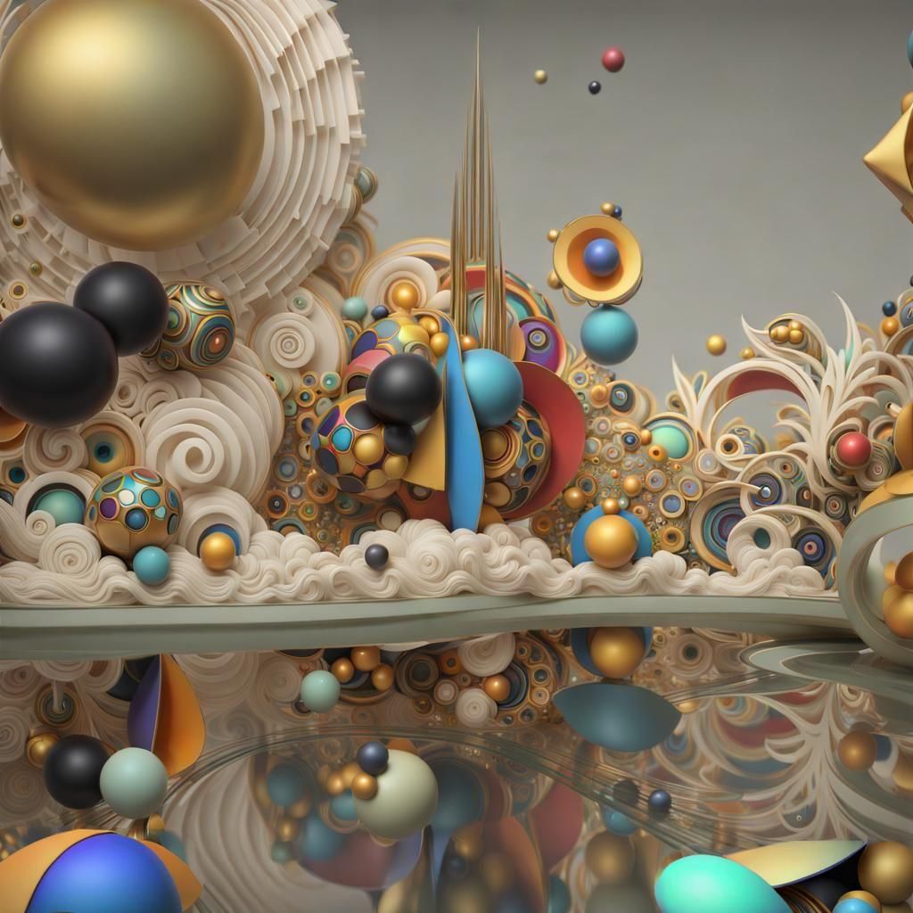 Abstract 3D Sculpture in Kandinsky Style