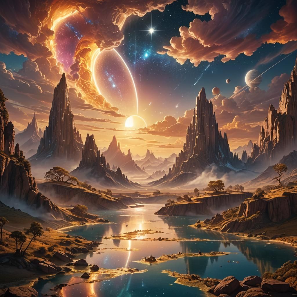 Celestial Dreamscape: Endless Light in a Matte Painting