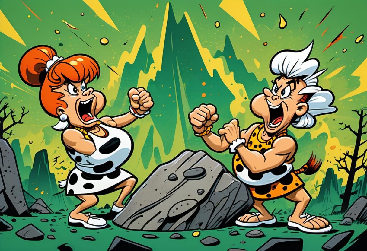 Pebbles and Bamm-Bamm Rock Out in Pop Art Style