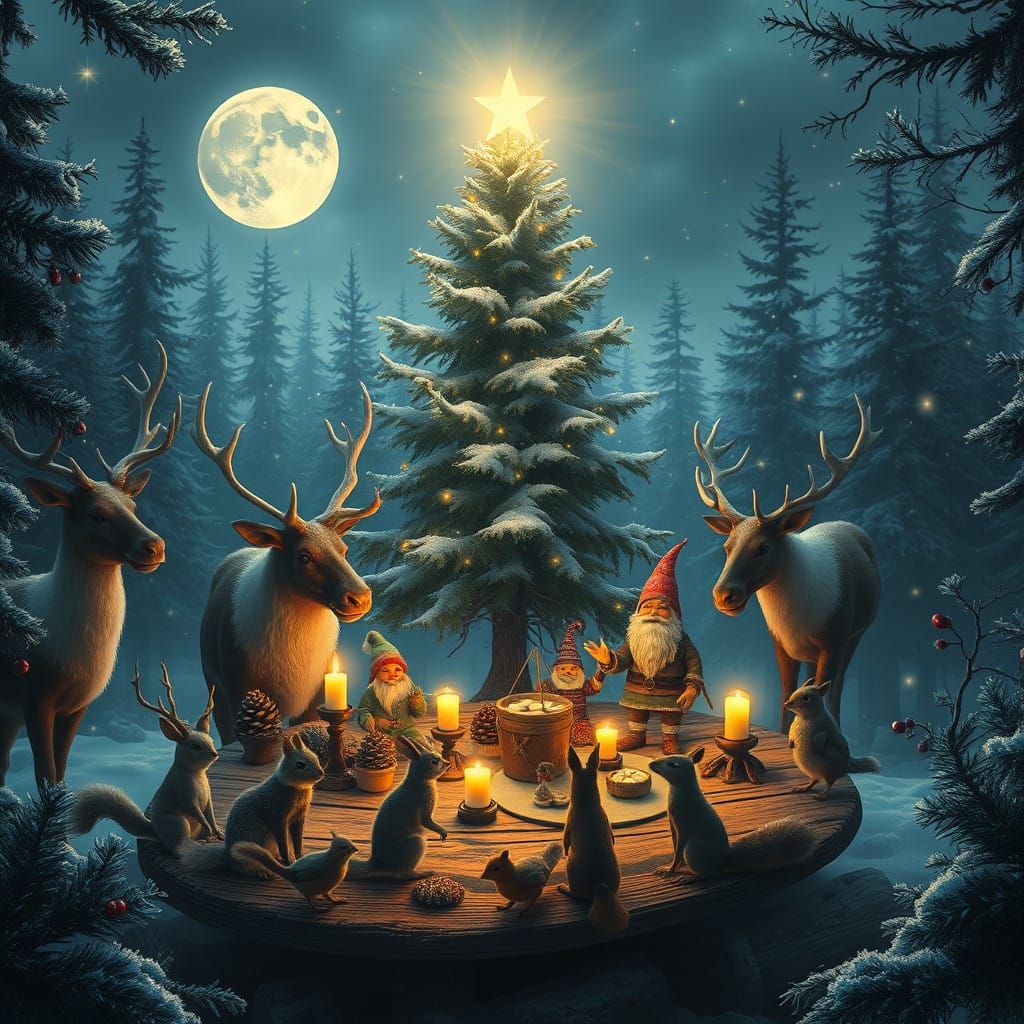 Whimsical Scandinavian Winter Wonderland with Enchanted Crea...