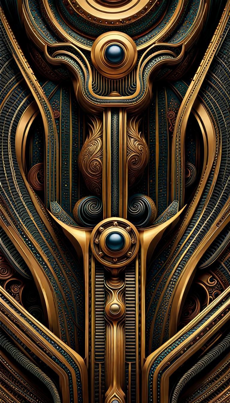 Biomechanical Abstract Art in Hyperreal Digital Illustration