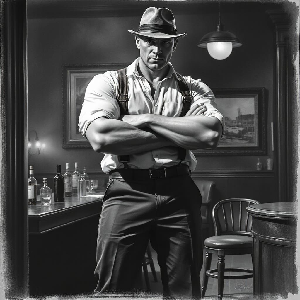 Dramatic Figure in Film Noir Style