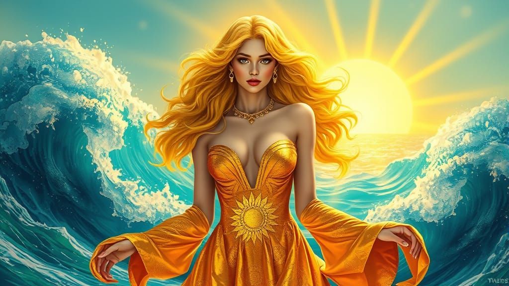 Golden Goddess of Summer in Mystical Realism