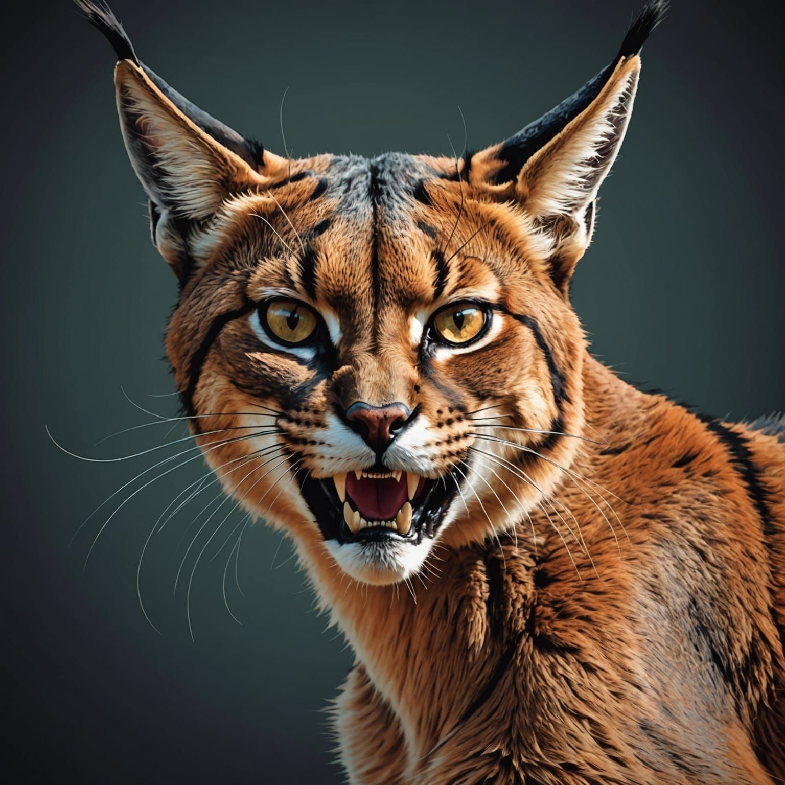 Snarling Caracal Ready to Pounce