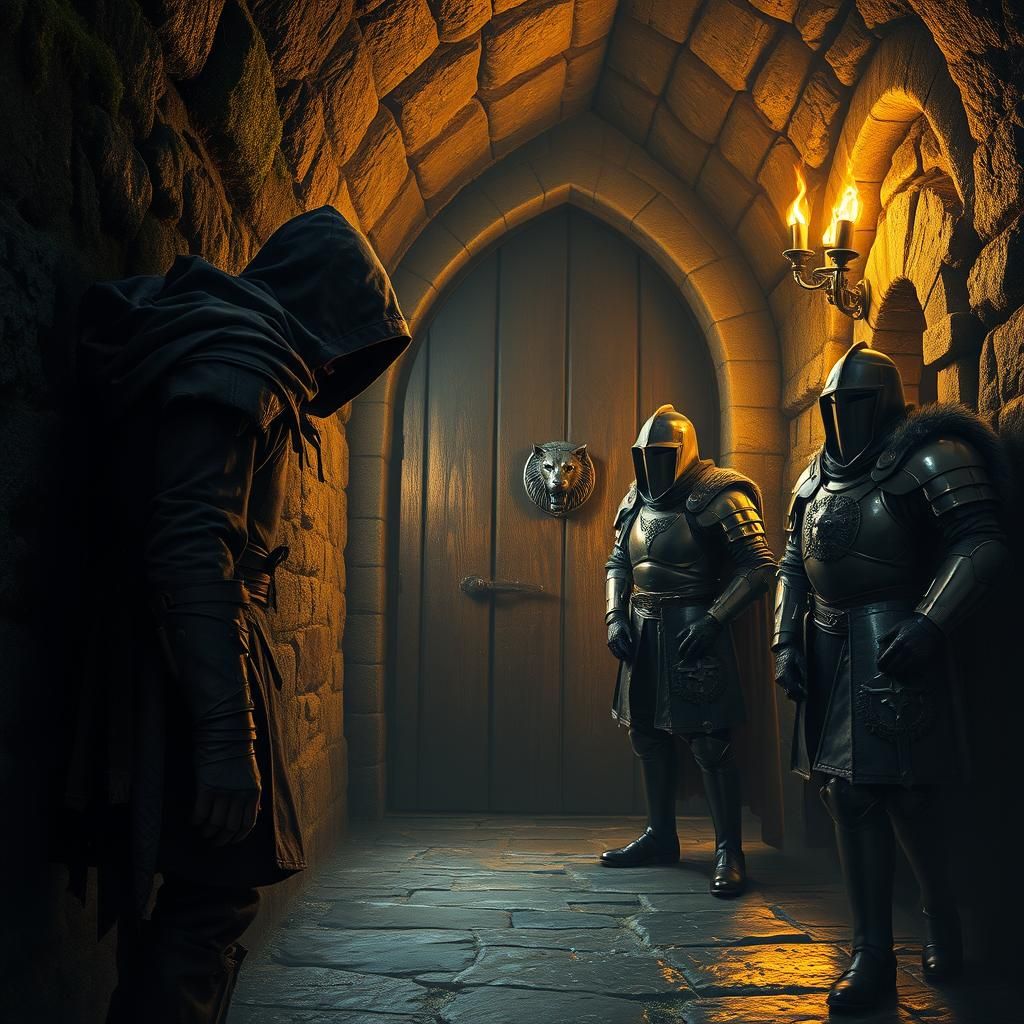 Fantasy Thief in Dark Cellar, Dramatic Lighting