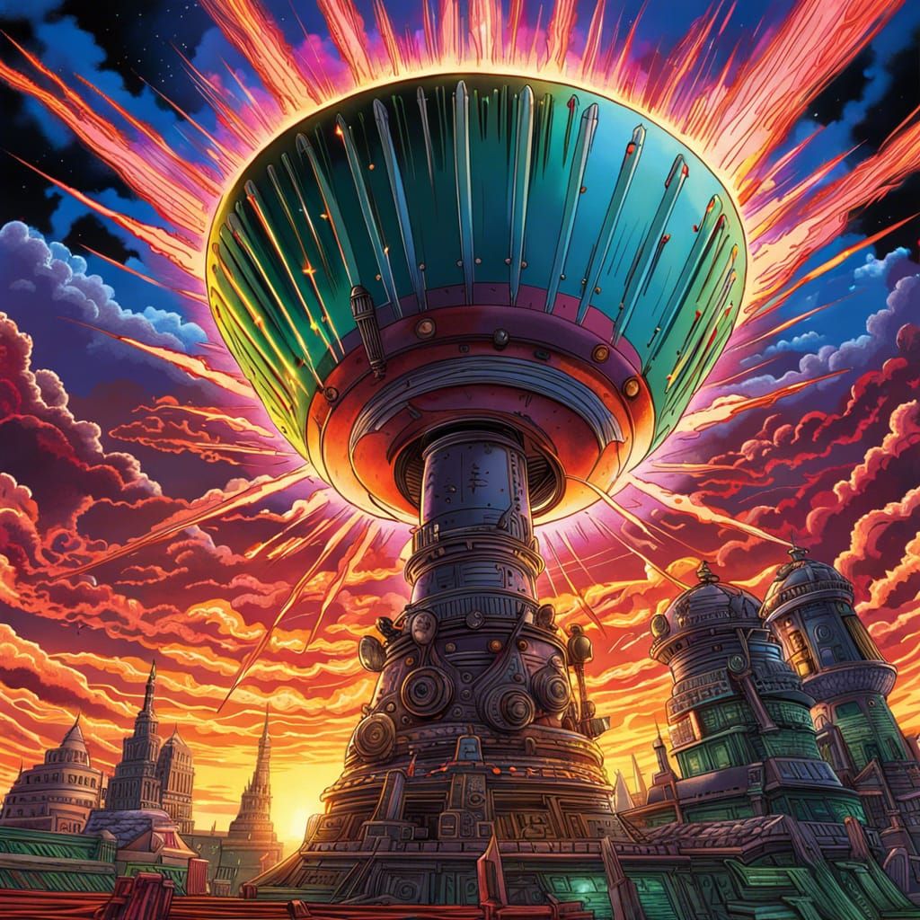 Massive Ray Gun Fires Plasma: Anime Manga Style