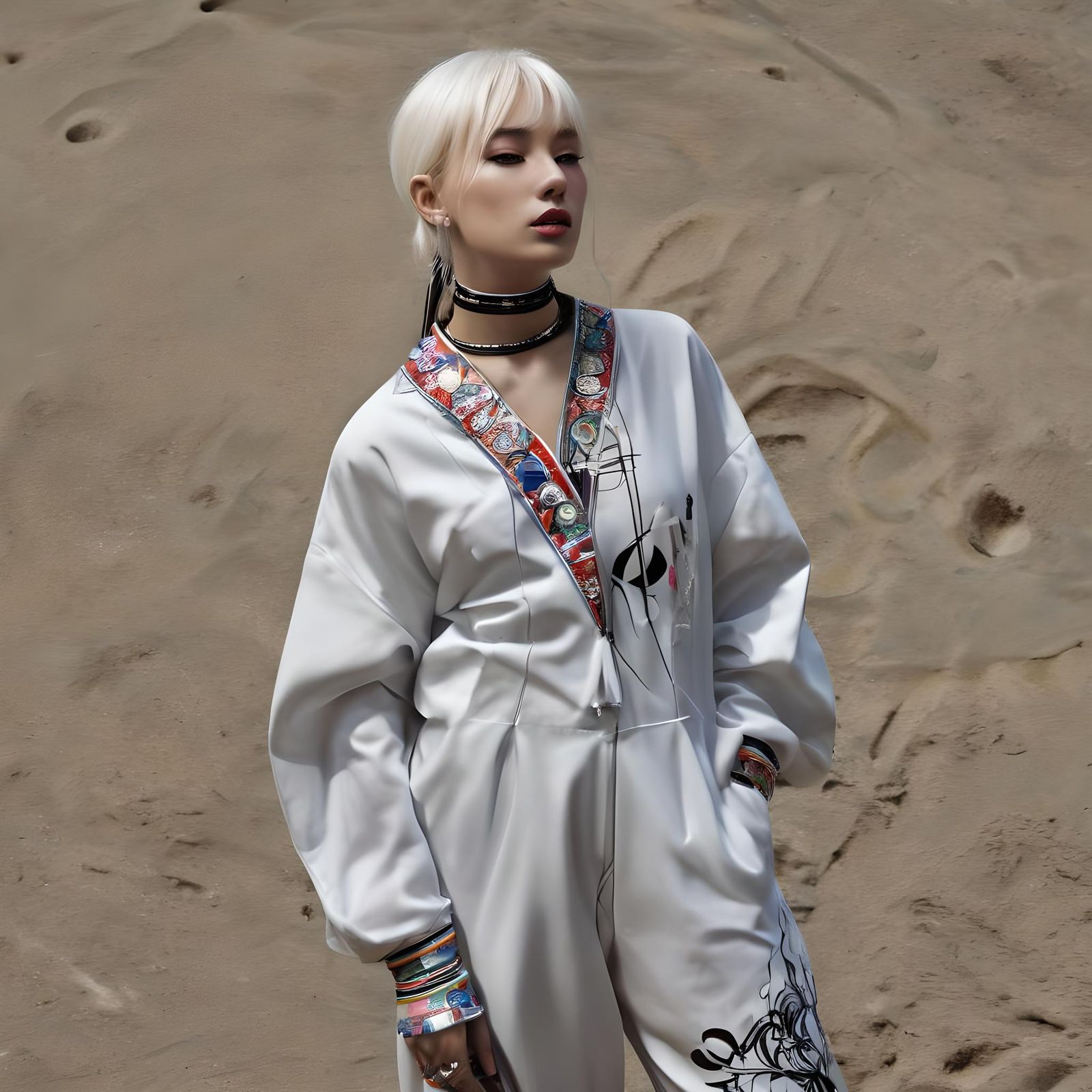Anime Beachwear Jumpsuit in Cyberpunk Street Style
