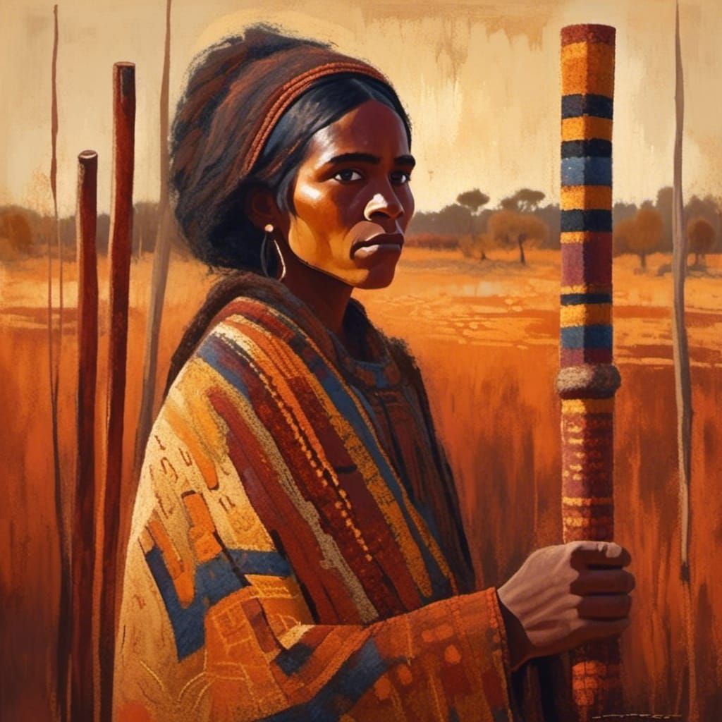 Aboriginal Woman Portrait Inspired by Papunya Tula Art