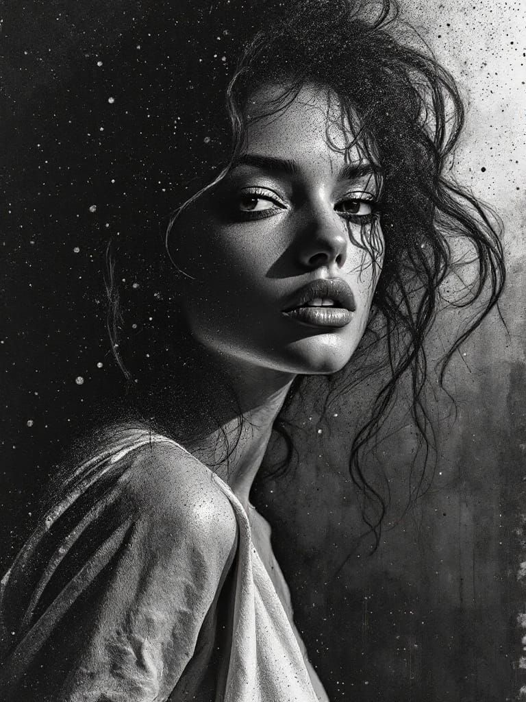 Figure Study in Pointillist Shadow