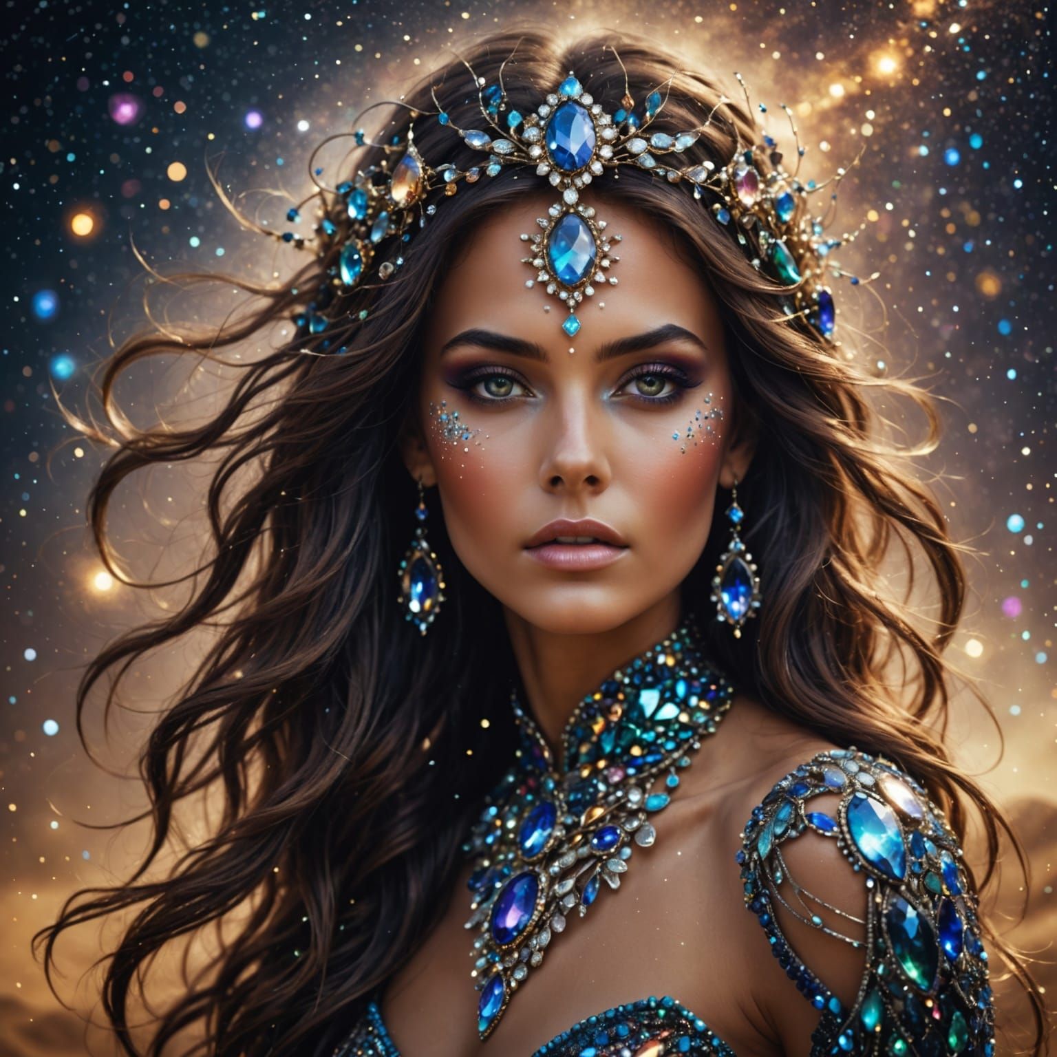 Celestial Jewel Goddess in a Cosmic Dust Storm