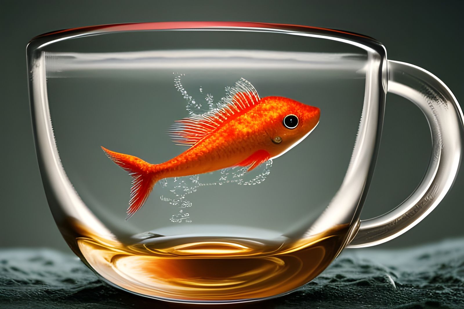 Red Fish in Teacup: Detailed 8K Image