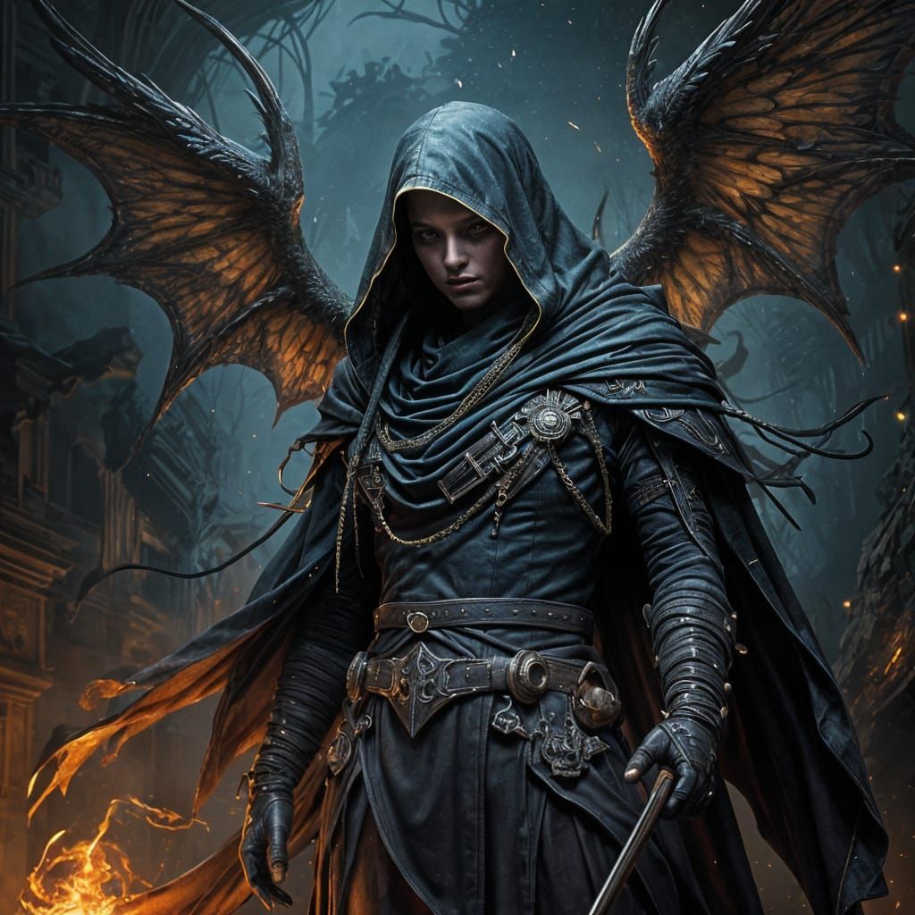 Dark Fantasy Angel Masterpiece in Vibrant Colors