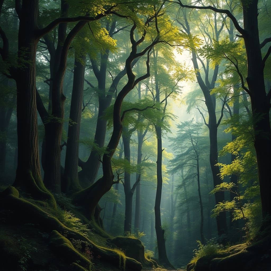 Vibrant Deep Forest in Whimsical Style