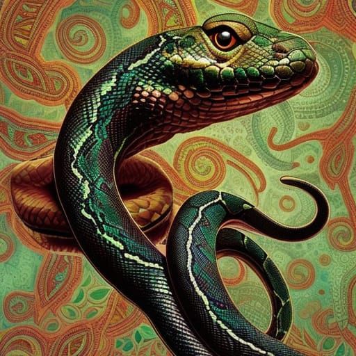 Paisley Snakes in Ultra Realistic Digital Art